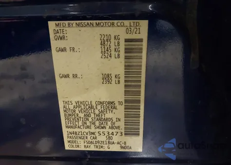 2021 Nissan Leaf Sv Plus 62 Kwh from USA, damaged, VIN 1N4BZ1CV3MC553473